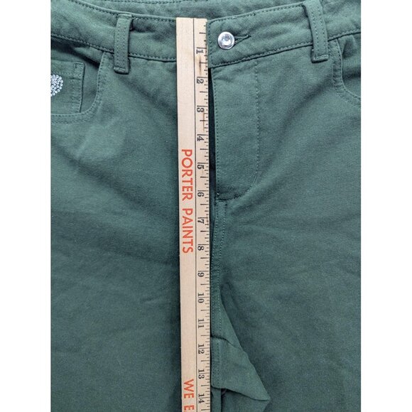 Quacker Factory Jeans Womens 10 Olive DreamJeannes Stretch Rhinestone Heart - Picture 6 of 14